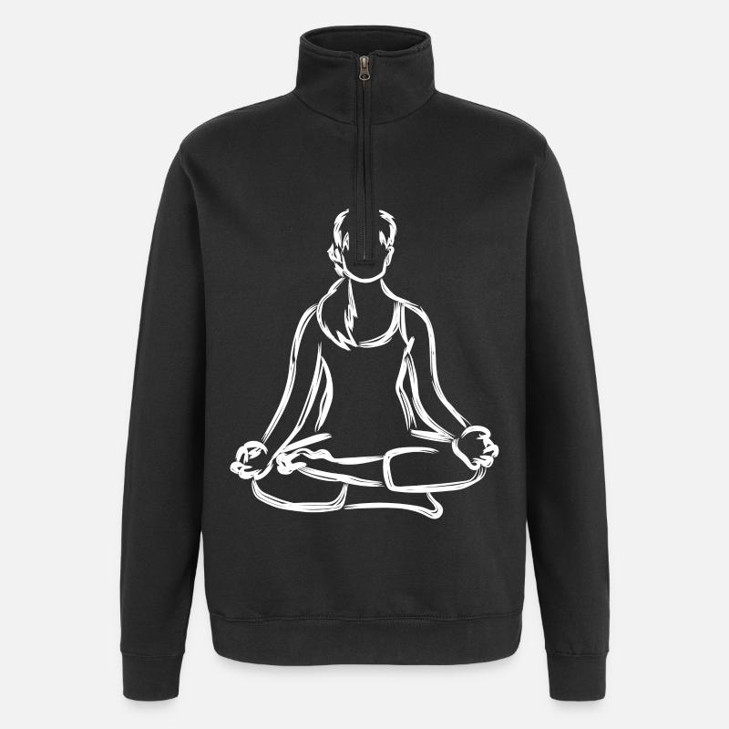 Yogini Zeichnung - Quarter-Zip-Sweatshirt - Schwarz