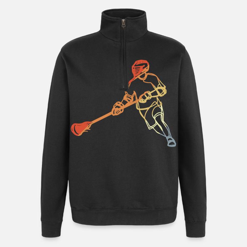 Fan de crosse style rétro - Sweat à zip 1/4 - noir