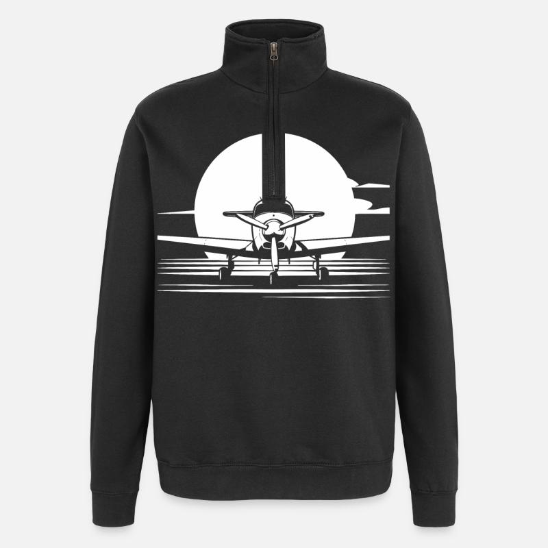 Flugzeug Skizze - Quarter-Zip-Sweatshirt - Schwarz