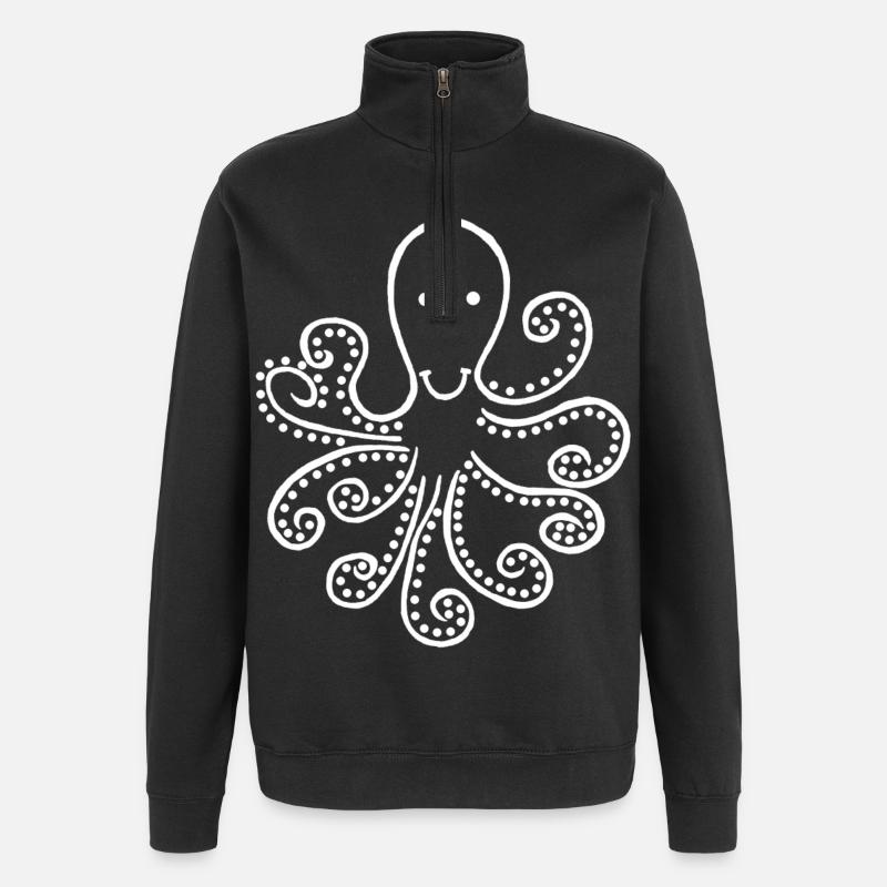 Pieuvre blanche étrange - Sweat à zip 1/4 - noir