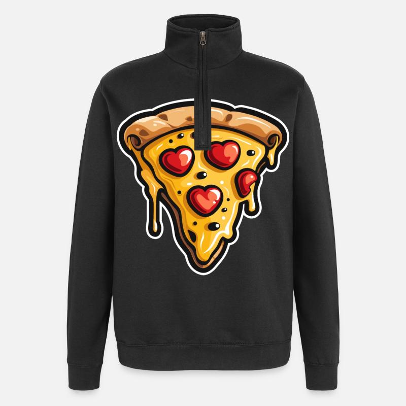Pizza Cartoon Look - Quarter-Zip Sweatshirt - black