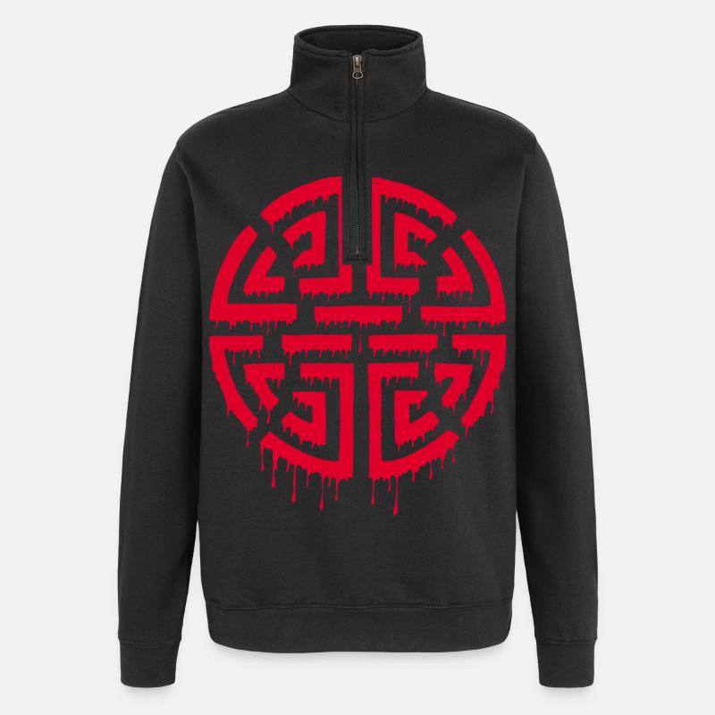 Graffiti d'un labyrinthe rouge - Sweat à zip 1/4 - noir