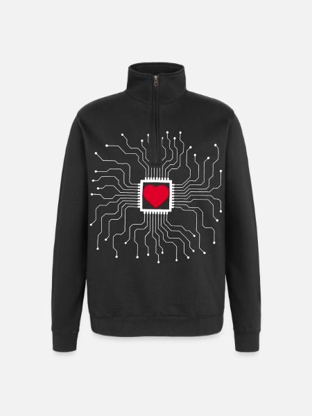 The heart is a machine - Quarter-Zip Sweatshirt - black