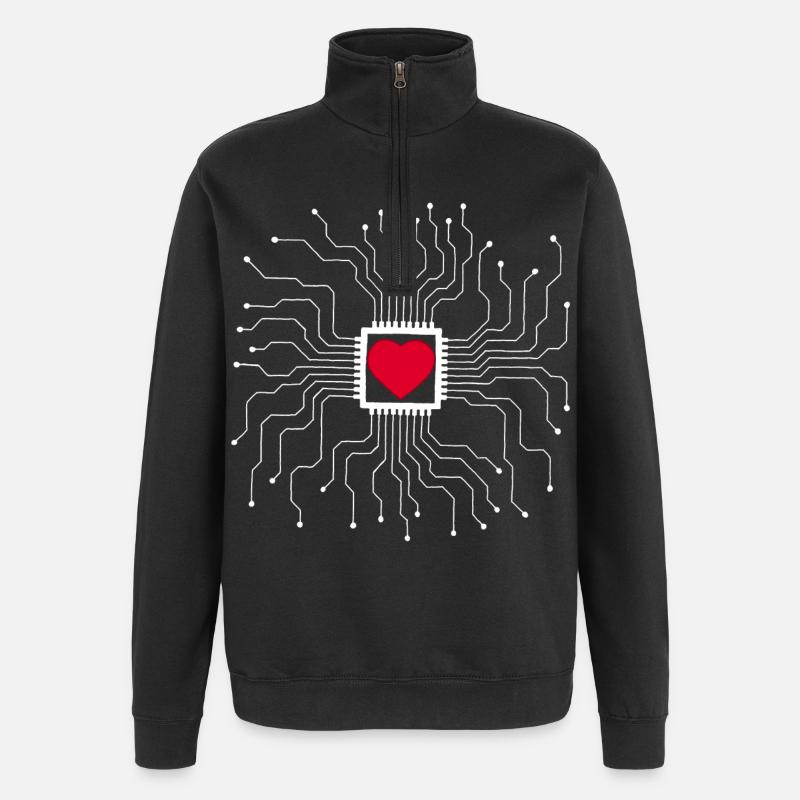 Le coeur est une machine - Sweat à zip 1/4 - noir