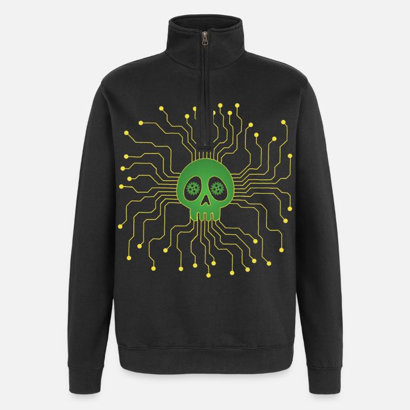Crâne microprocesseur - Sweat à zip 1/4 - noir