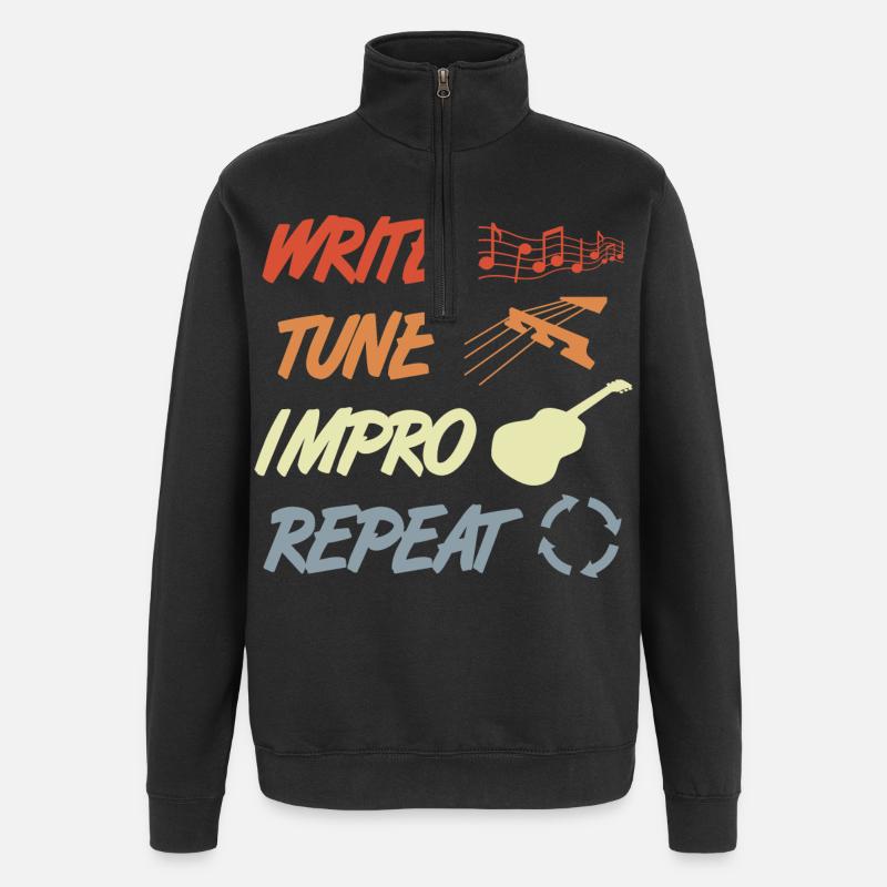 Routine de guitariste drôle - Sweat à zip 1/4 - noir