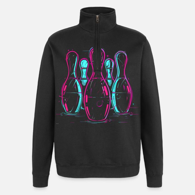 Retro Bowling Synthwave - Quarter-Zip Sweatshirt - black