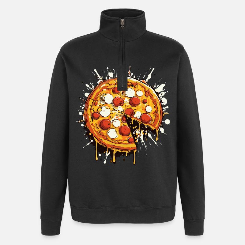 Graphique de pizza - Sweat à zip 1/4 - noir