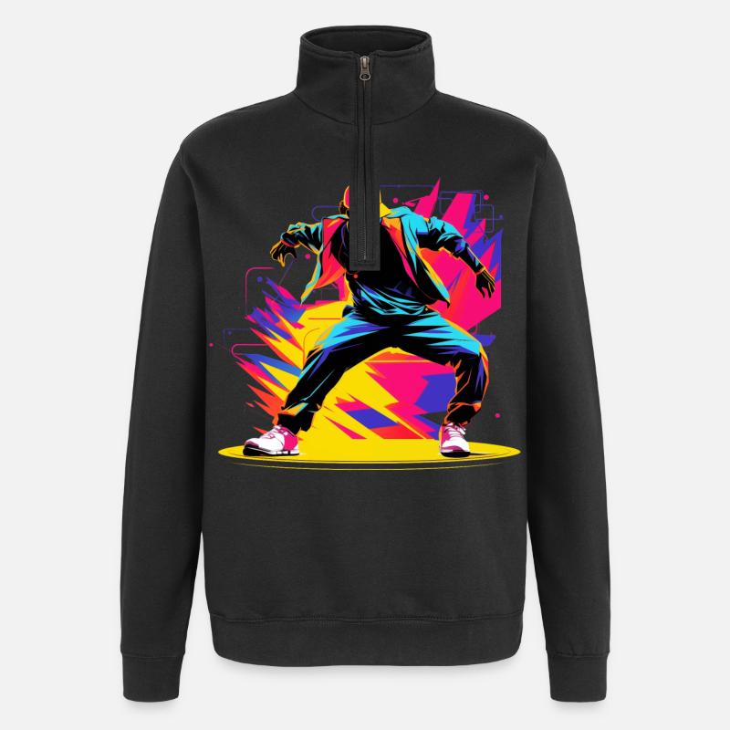 90er Farben Breakdancer - Quarter-Zip-Sweatshirt - Schwarz