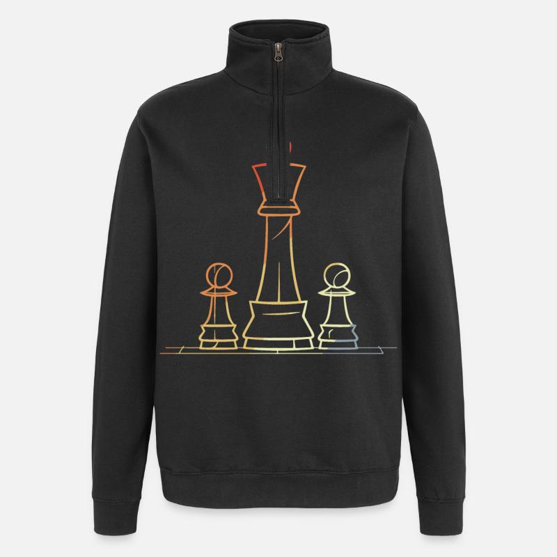 Chess Pieces Drawing Retro - Quarter-Zip Sweatshirt - black
