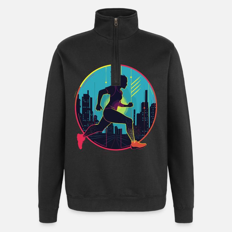 Läuferin - Quarter-Zip-Sweatshirt - Schwarz