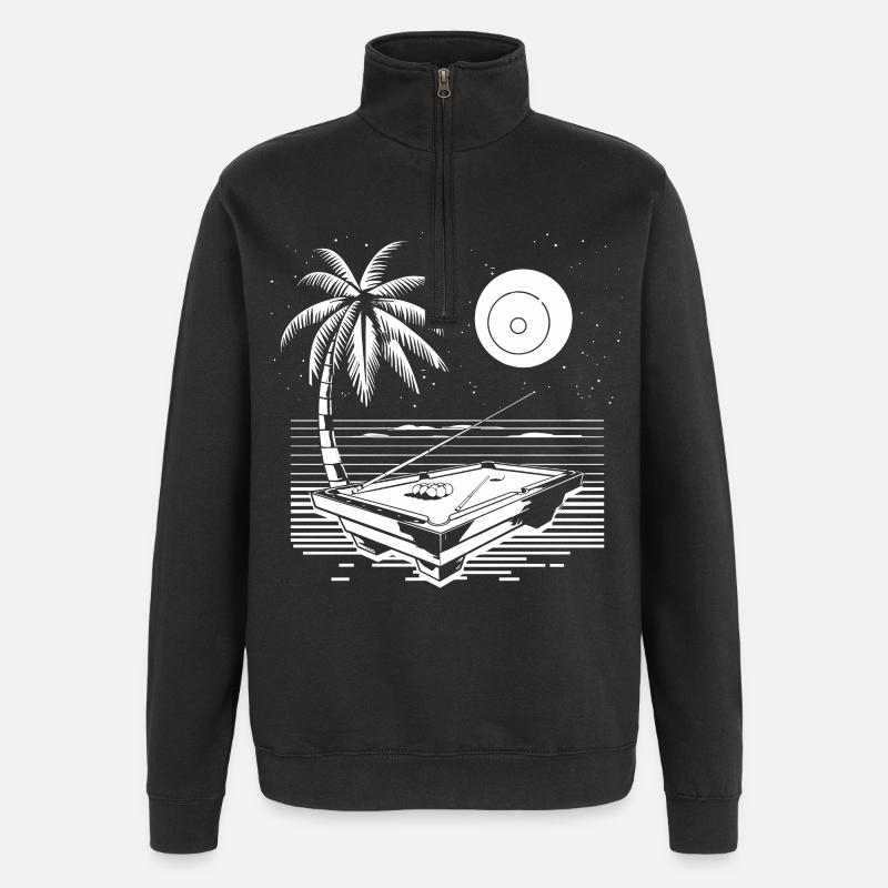 Billard Zeichnung - Quarter-Zip-Sweatshirt - Schwarz