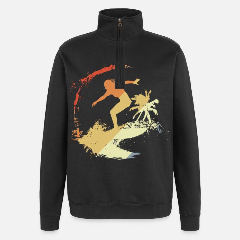 Surfeur des années 80 - Sweat à zip 1/4 - noir