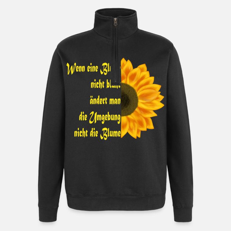Le tournesol rencontre l’art du texte - Sweat à zip 1/4 - noir