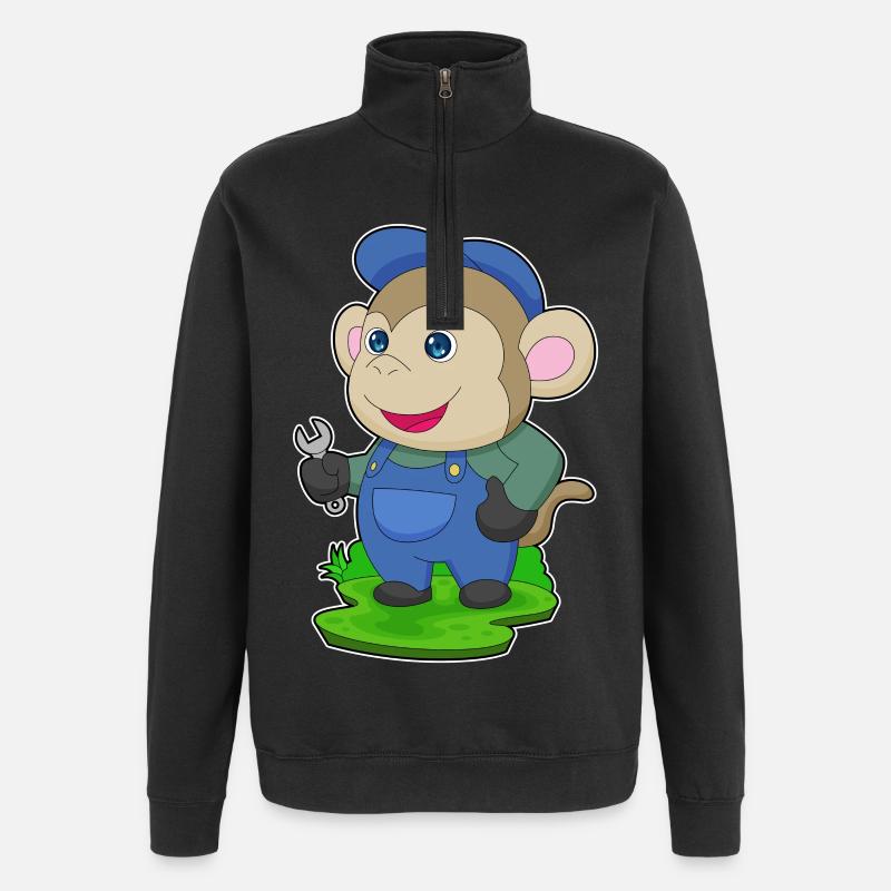 Clé d’artisan Monkey - Sweat à zip 1/4 - noir
