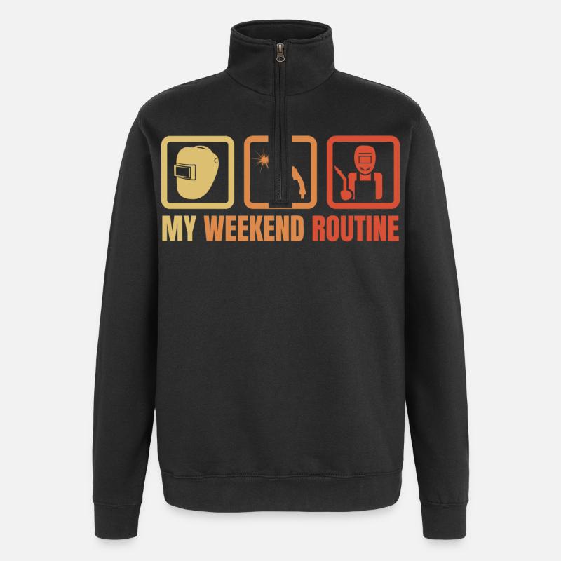 Routine du week-end de soudeur - Sweat à zip 1/4 - noir