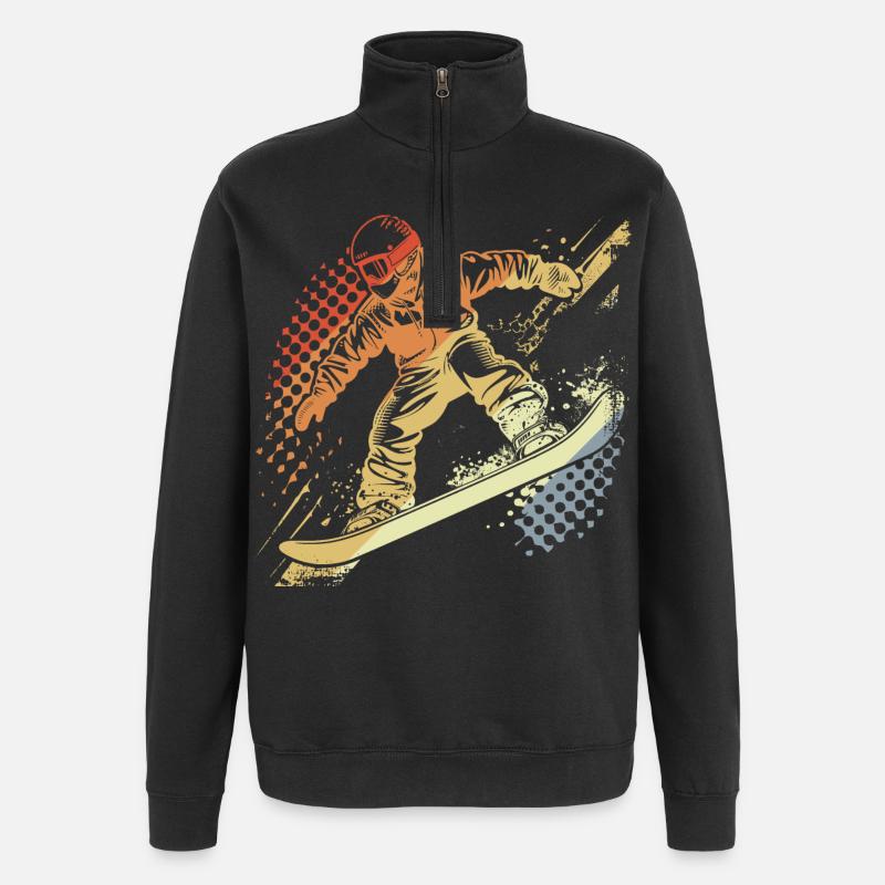 Snowboarder Graphique Rétro - Sweat à zip 1/4 - noir