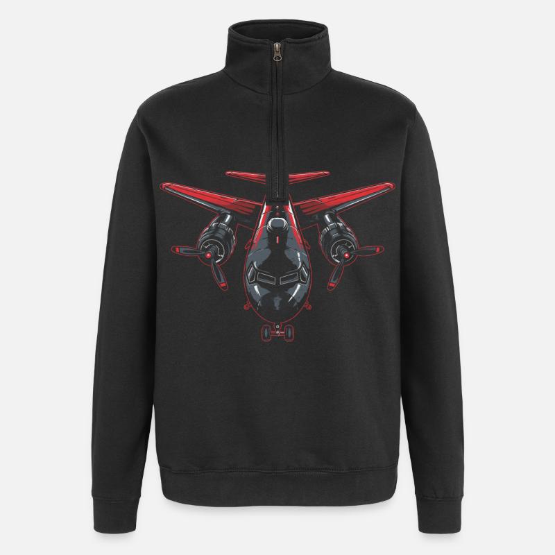 Graphisme d’avion - Sweat à zip 1/4 - noir