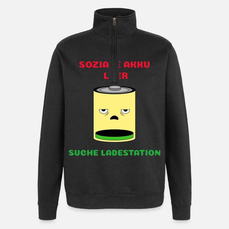 Battery empty, search charging station - Quarter-Zip Sweatshirt - black