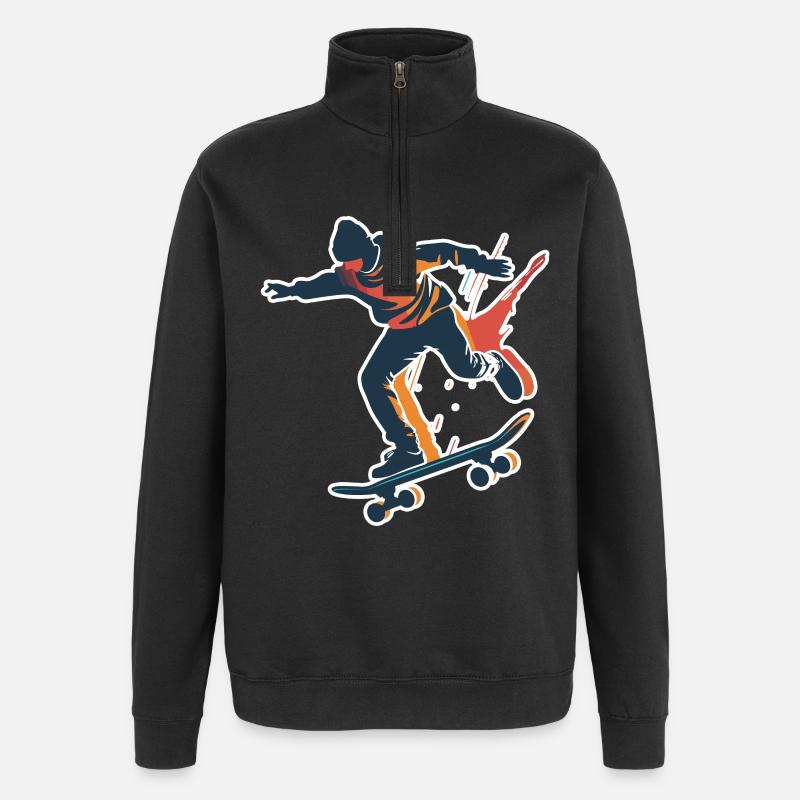 Skateboarder Grafik - Quarter-Zip-Sweatshirt - Schwarz