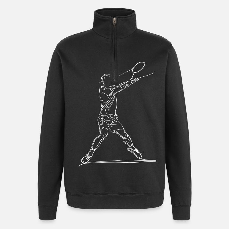 Badminton Junge Line Art - Quarter-Zip-Sweatshirt - Schwarz