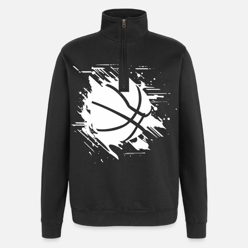 Basketball Grafik - Quarter-Zip-Sweatshirt - Schwarz