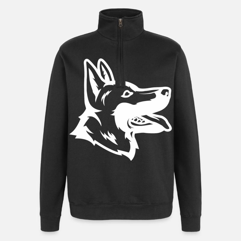 Dessin de berger allemand - Sweat à zip 1/4 - noir