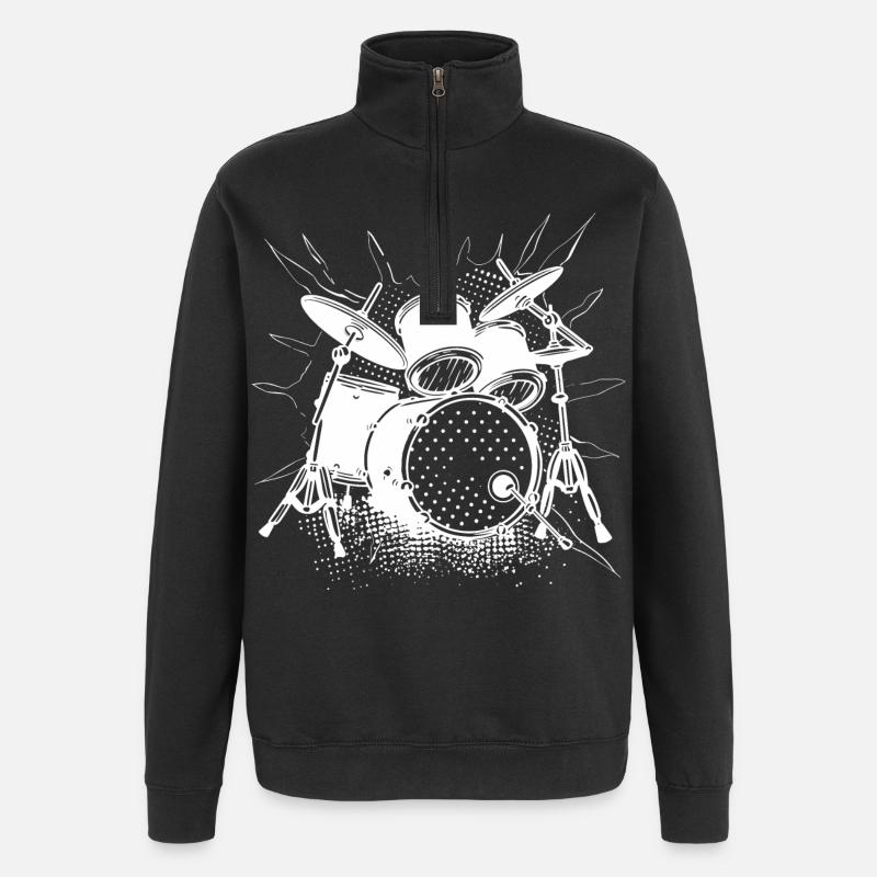 Graphiques de batterie - Sweat à zip 1/4 - noir