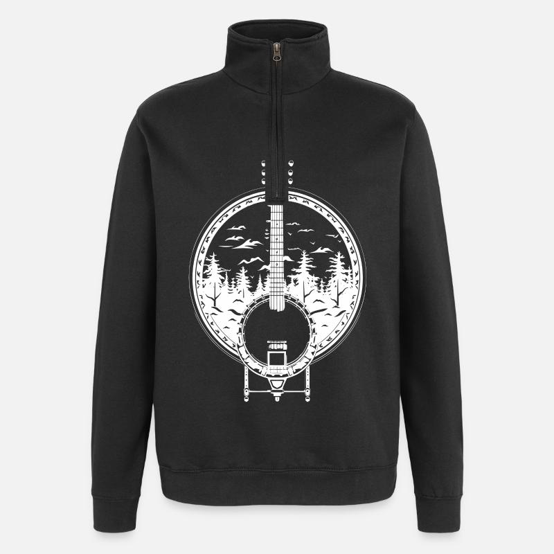 Dessin de banjo - Sweat à zip 1/4 - noir