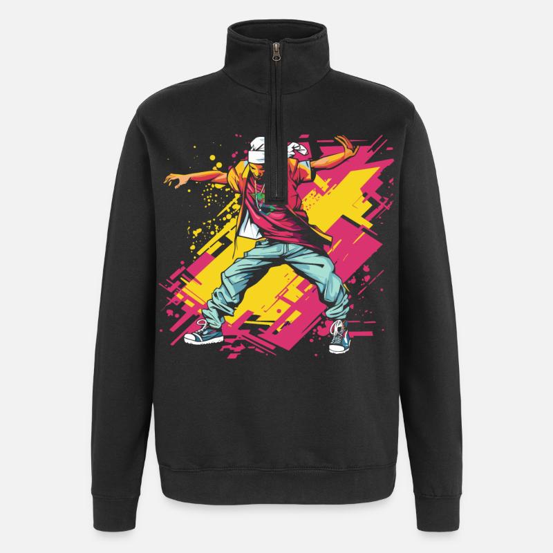 Breakdancer Graffiti - Quarter-Zip-Sweatshirt - Schwarz
