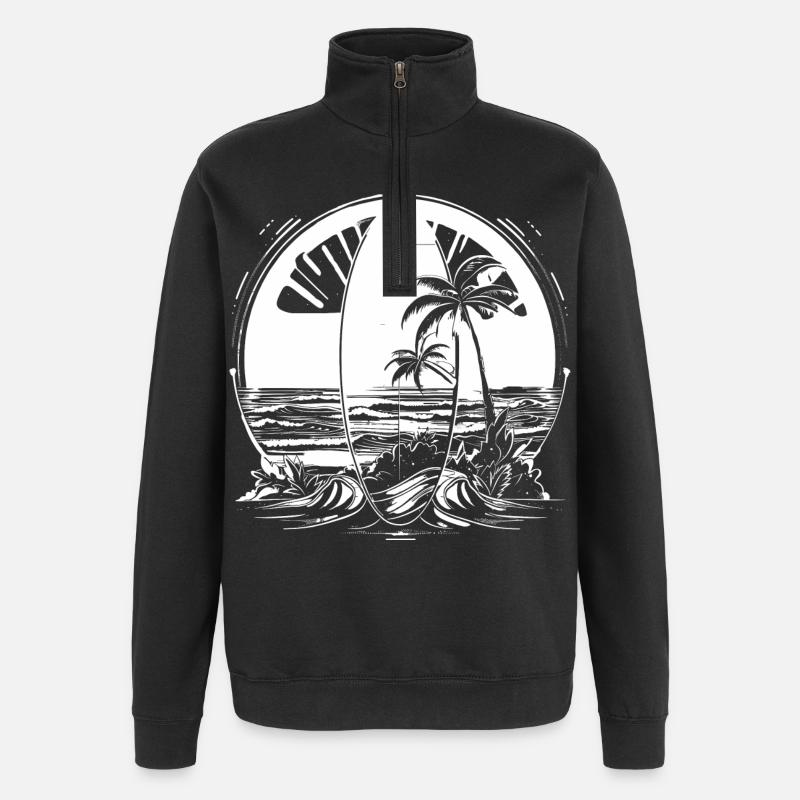 Illustration de surf - Sweat à zip 1/4 - noir