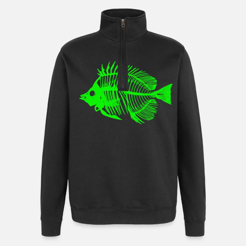 Leuchtender Fisch Skeleton Design - Quarter-Zip-Sweatshirt - Schwarz