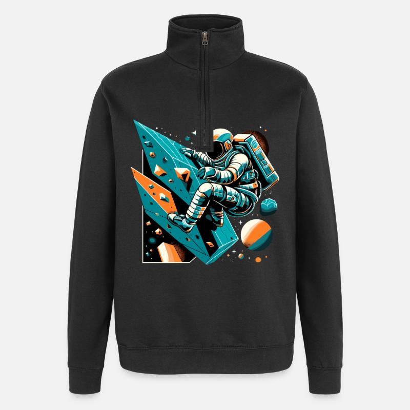 Bouldering Astronaut Gift - Quarter-Zip Sweatshirt - black