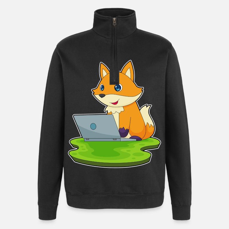 Fuchs Laptop - Quarter-Zip-Sweatshirt - Schwarz