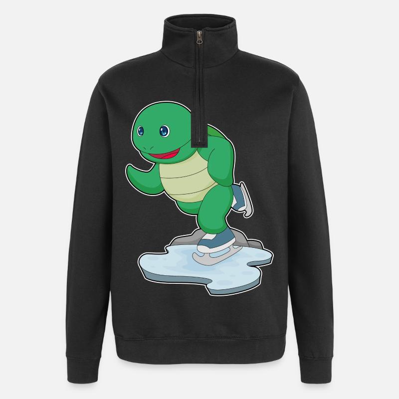 Schildkröte Eislaufen Schlittschuhe - Quarter-Zip-Sweatshirt - Schwarz