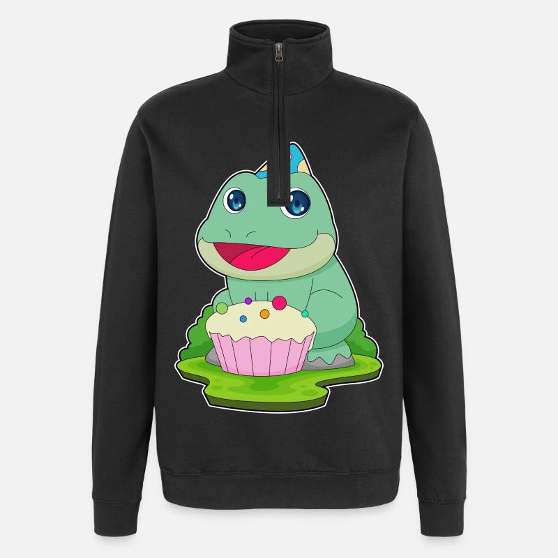 Cupcake d’anniversaire grenouille - Sweat à zip 1/4 - noir