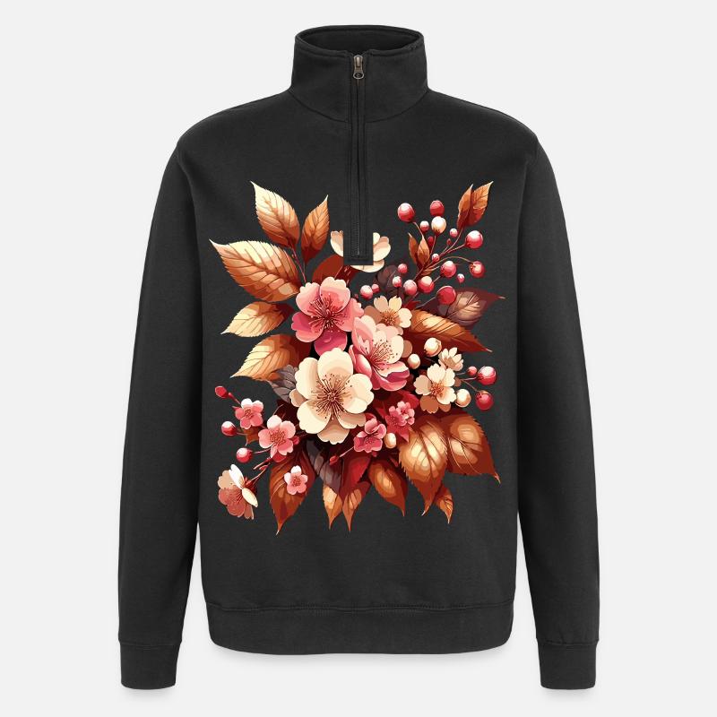 Boho Bouquet Autumn Blossom Magic - Quarter-Zip Sweatshirt - black