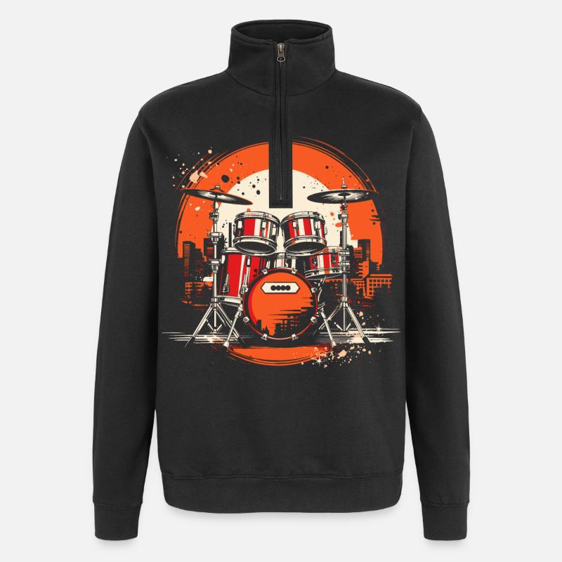Graphiques de Trapset - Sweat à zip 1/4 - noir