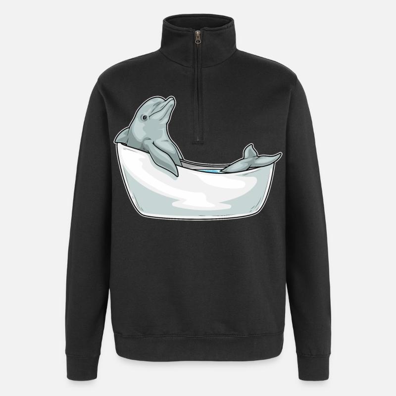 Dolphin Bathing Bathtub - Quarter-Zip Sweatshirt - black