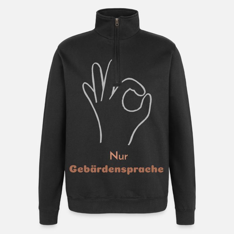 Nur Gebärdensprache - Quarter-Zip-Sweatshirt - Schwarz