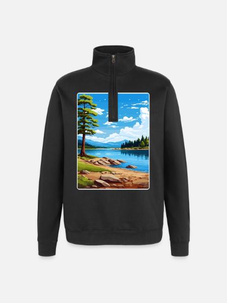 Big Bear Lake California Travel Poster Souvenir - Quarter-Zip Sweatshirt - black