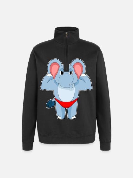 Elephant Bodybuilder Bodybuilding Sport - Quarter-Zip Sweatshirt - black
