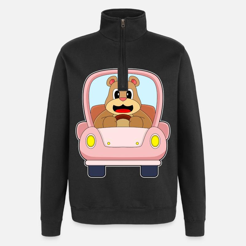 Voiture Ours - Sweat à zip 1/4 - noir