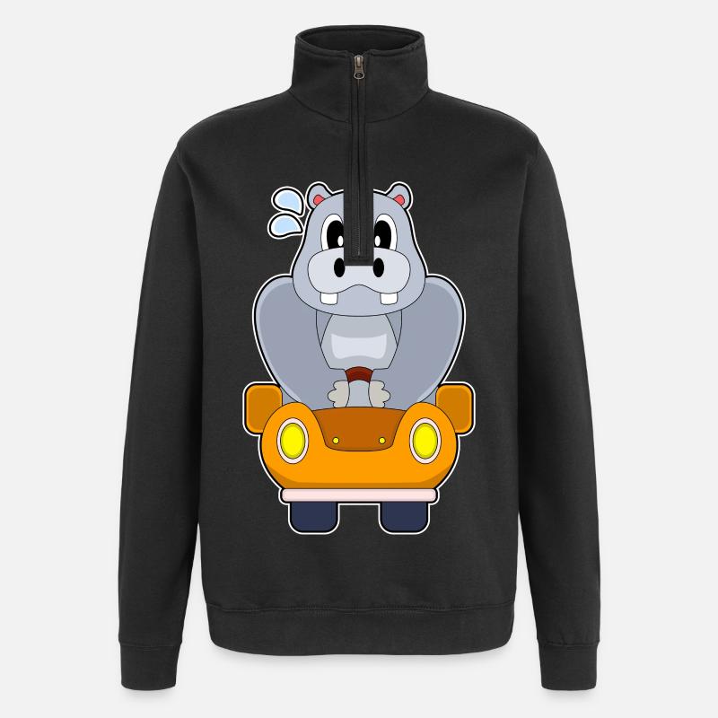 Voiture hippopotame - Sweat à zip 1/4 - noir