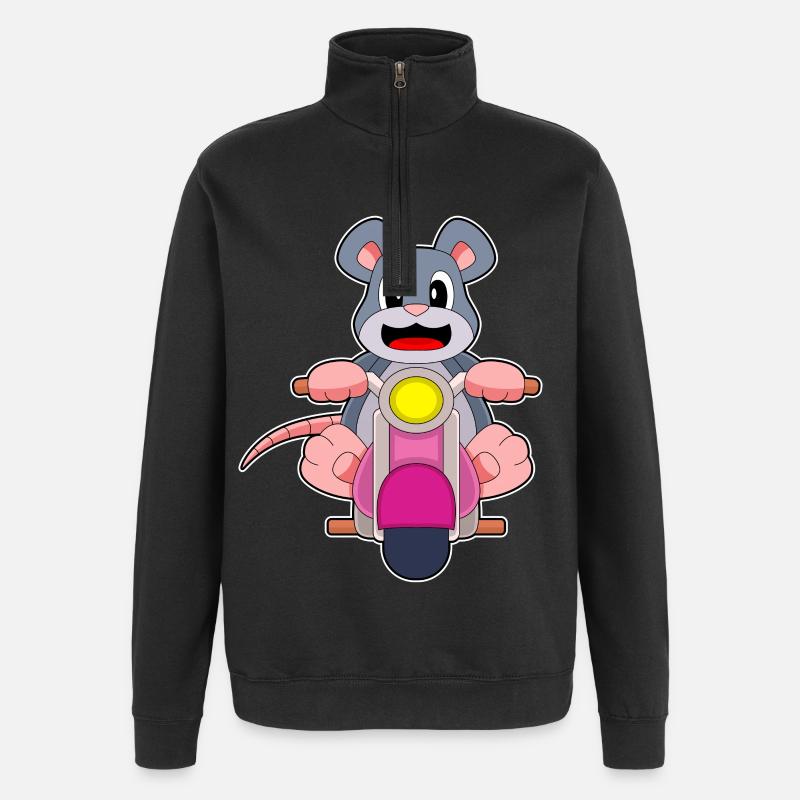Maus Motorrad - Quarter-Zip-Sweatshirt - Schwarz