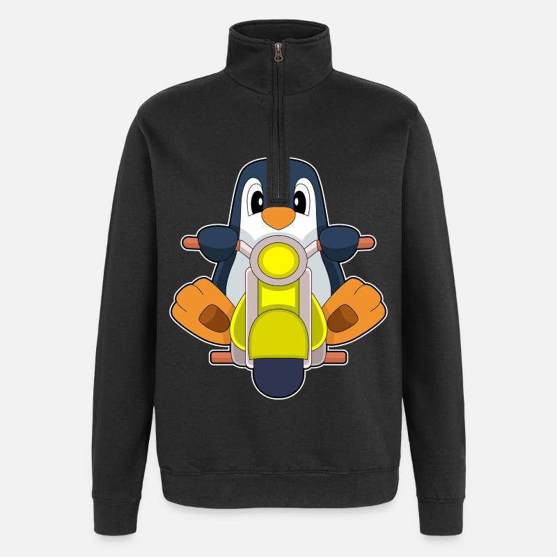 Moto pingouin - Sweat à zip 1/4 - noir