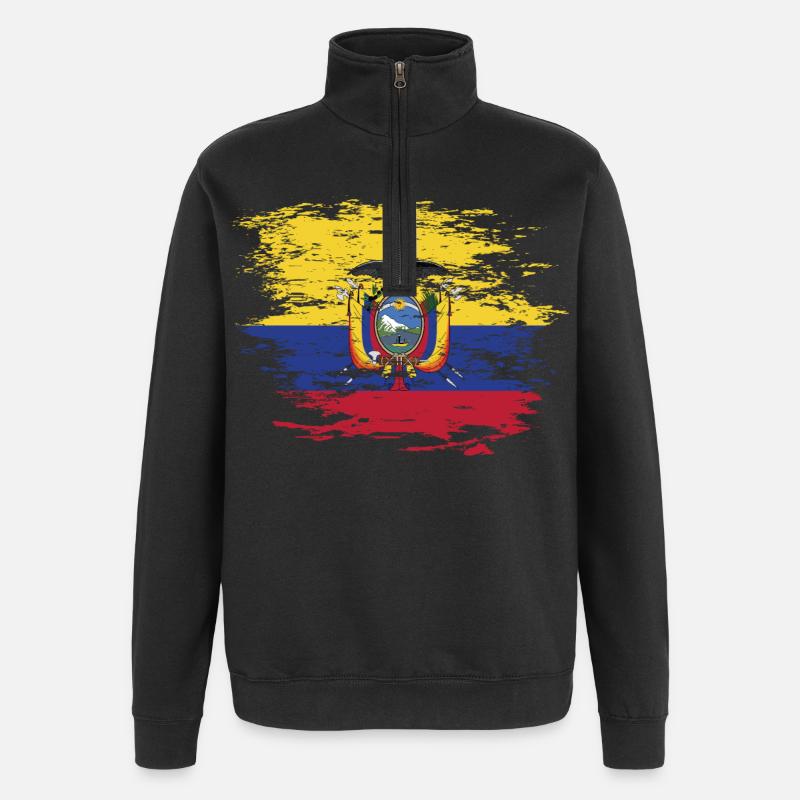 Drapeau de l'Équateur utilisé - Sweat à zip 1/4 - noir