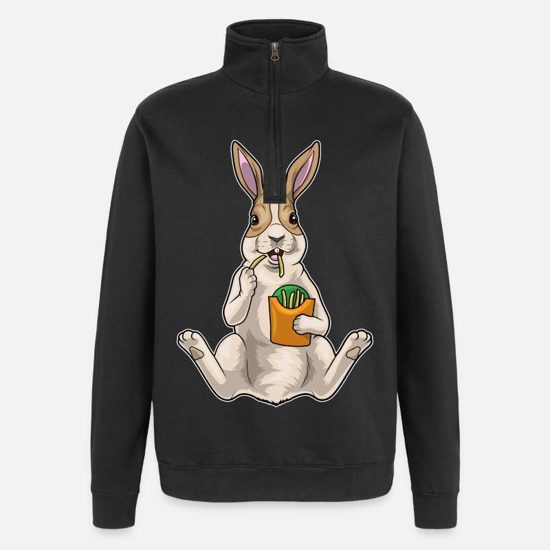 Frites lapin - Sweat à zip 1/4 - noir