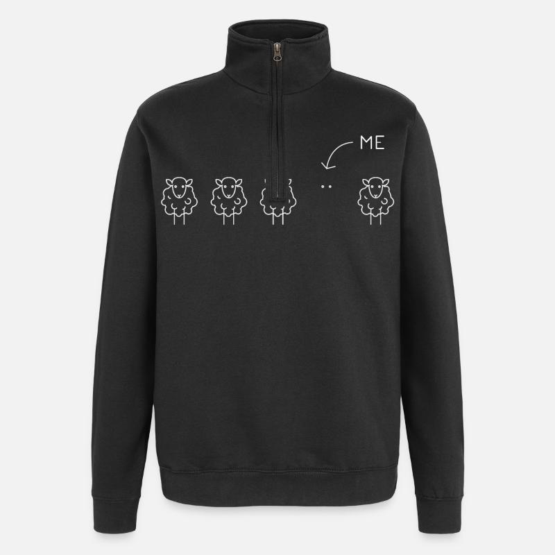 Déclaration drôle d’illustration de Black Sheep - Sweat à zip 1/4 - noir