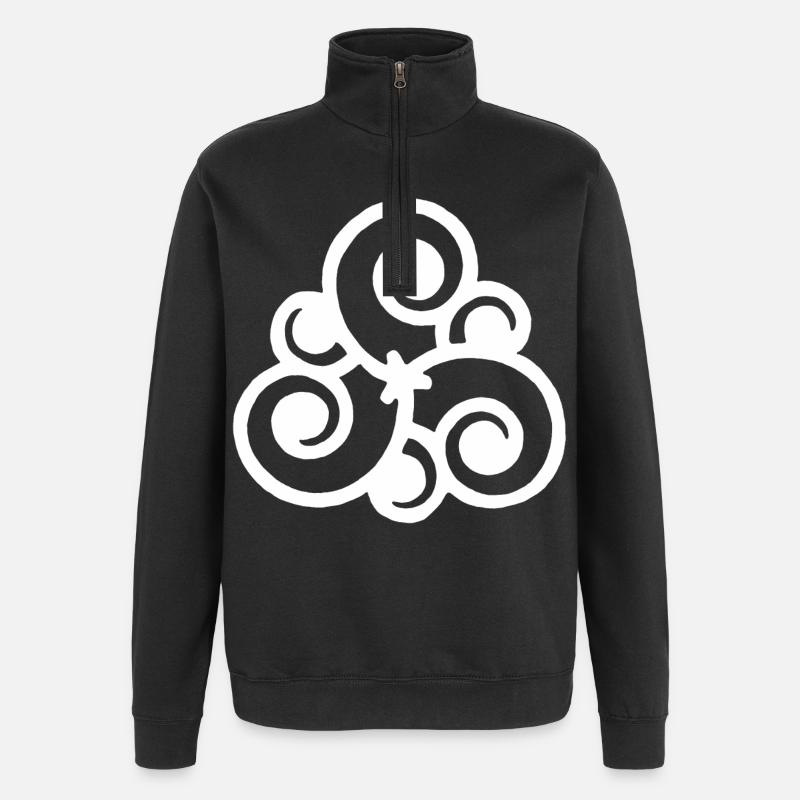 Fleur blanche et nature - Sweat à zip 1/4 - noir